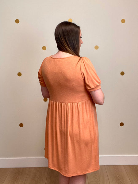 FINAL SALE Coral Two Toned Ribbed Dress