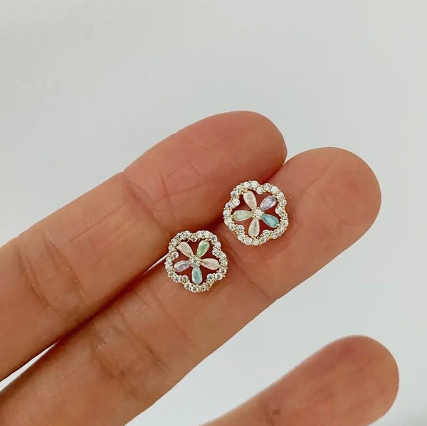 Gold Multi Floral Earrings