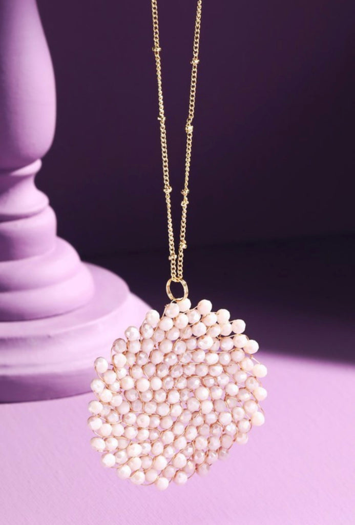 Peach Beaded Circle Necklace