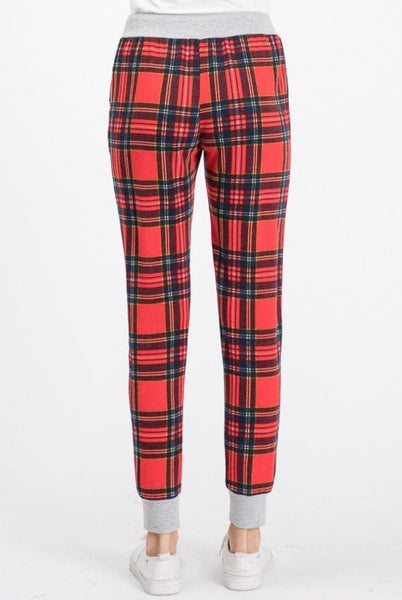 FINAL SALE Red Plaid Jogger Pants