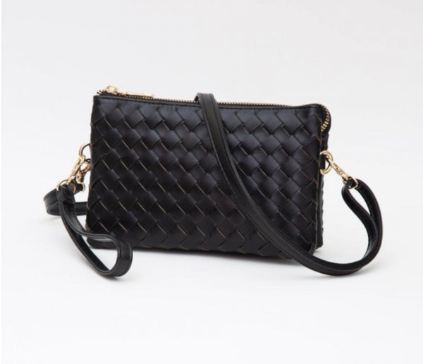 Black Woven Crossbody Purse