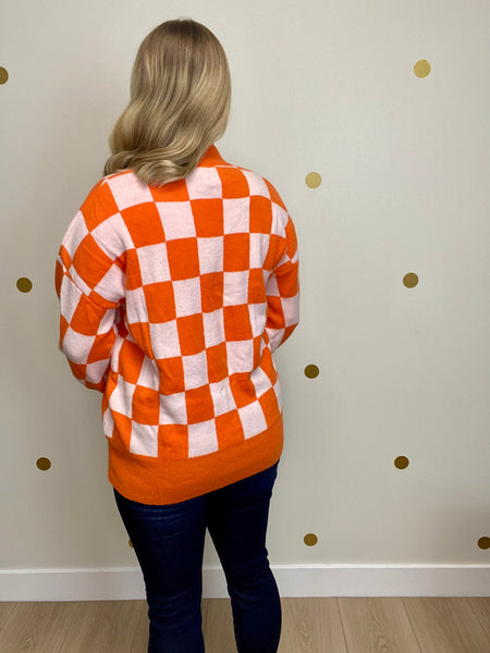 Orange Checkered Sweater