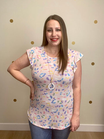 FINAL SALE Pink Multi Color Print Top