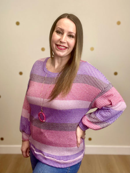 Magenta & Purple Multi Striped Top