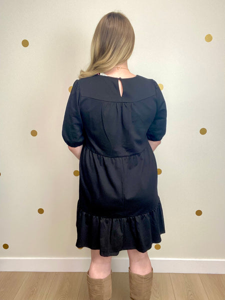 FINAL SALE Umgee Black Christmas Tree Detail Dress