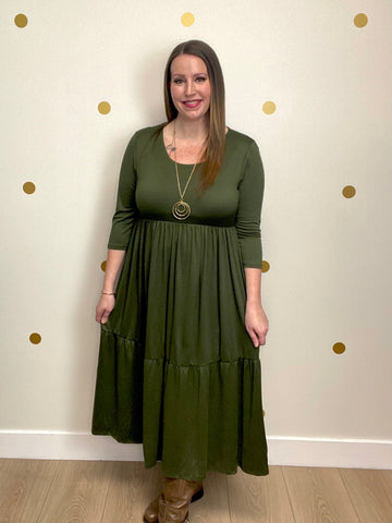 Olive Tiered Dress