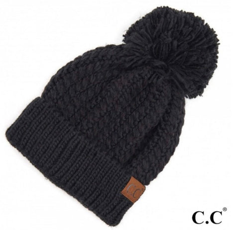FINAL SALE CC Black Cable Knit Beanie