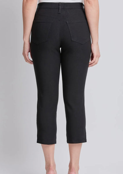 FINAL SALE Black Hyperstretch Pull On Capri with Side Slit