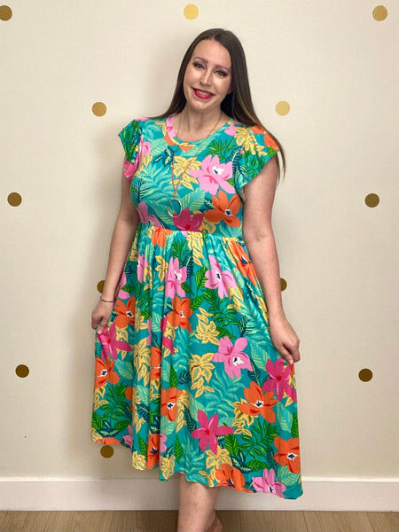 FINAL SALE Mint Floral Pocket Dress