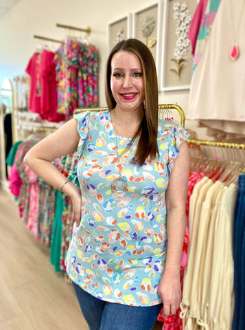 Blue Multi Color Print Top FINAL SALE