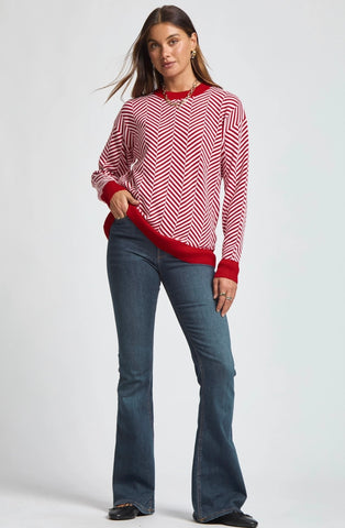 Red & White Print Sweater