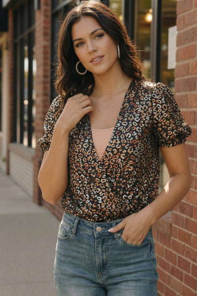 Midnight Leopard Shimmer Bodysuit - Online Only!