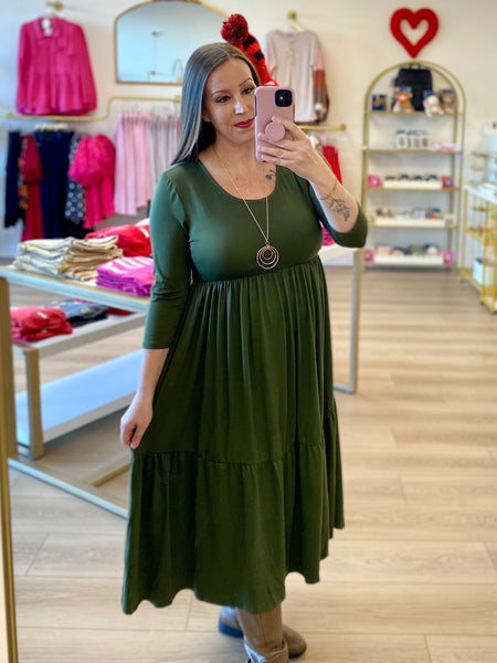 Olive Tiered Dress