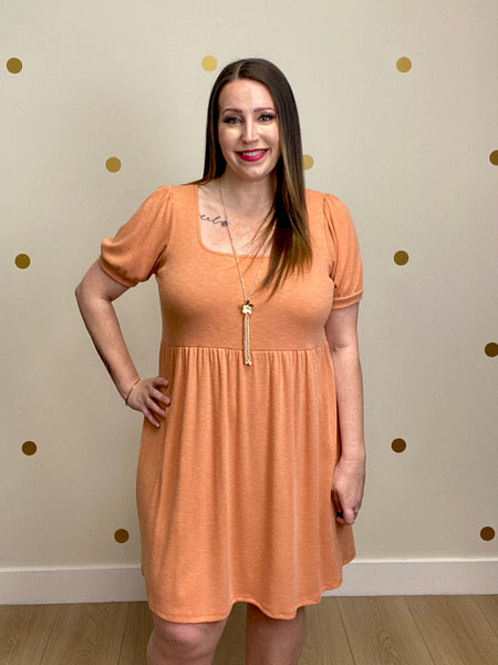 FINAL SALE Coral Two Toned Ribbed Dress