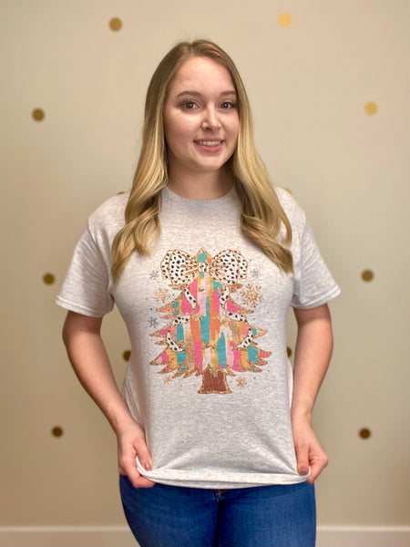 FINAL SALE Colorful Bow Christmas Tree Tee