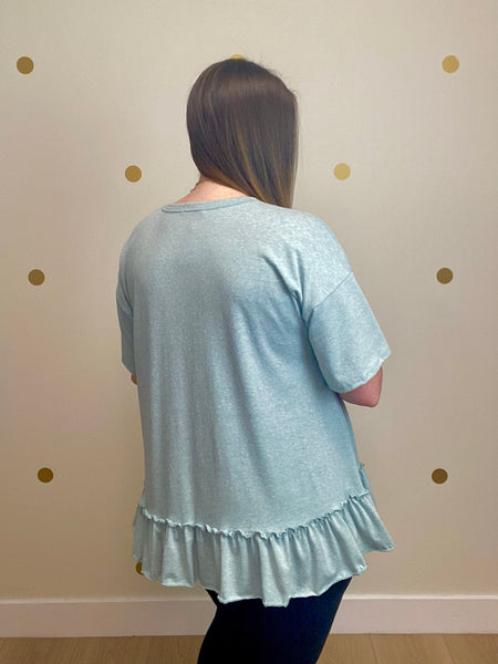 Mint Ruffle Trim Tunic