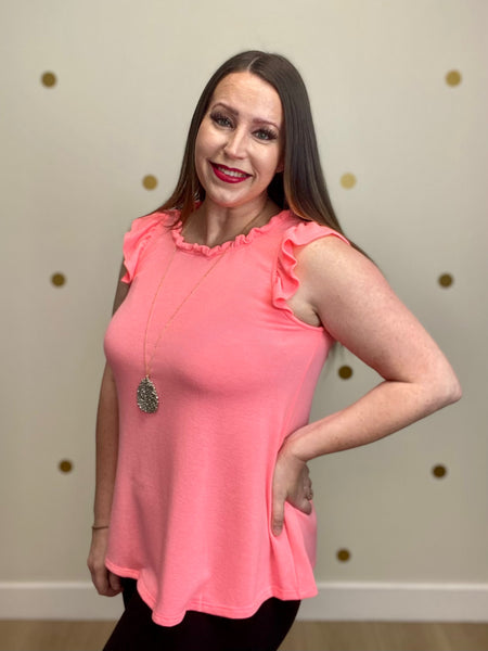 Pink Ruffle Sleeve Top