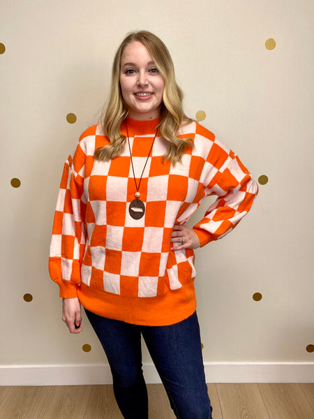 Orange Checkered Sweater