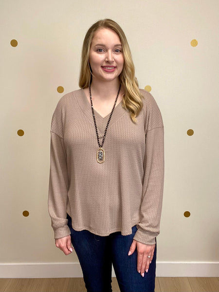 Taupe Waffle Top