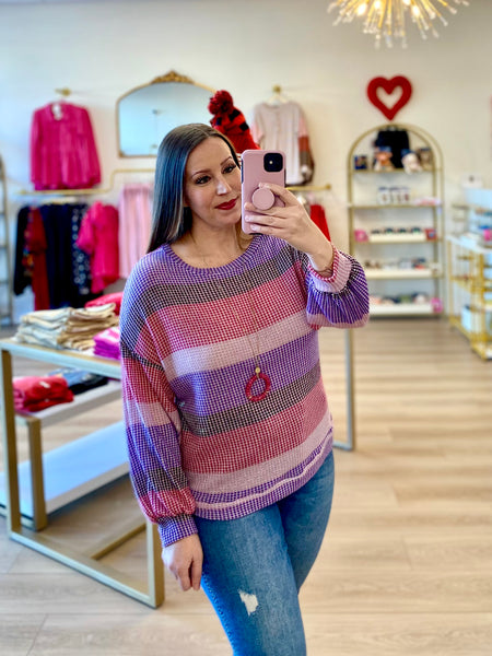 Magenta & Purple Multi Striped Top