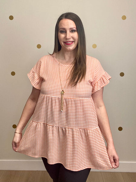 Peach Tiered Ruffle Sleeve Top