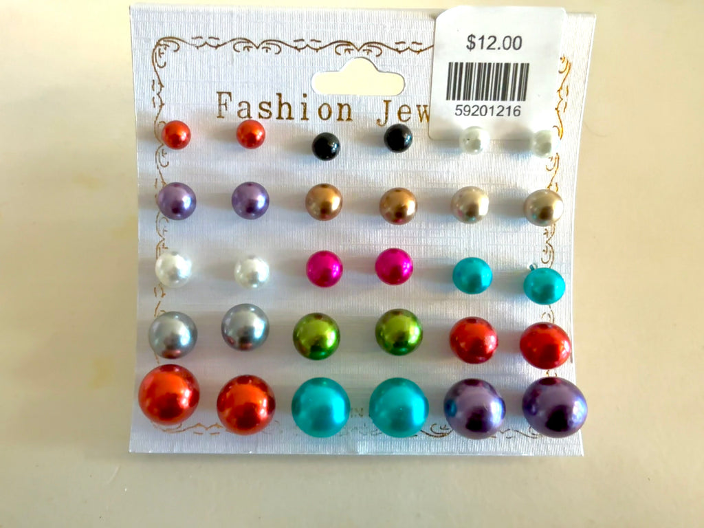 FINAL SALE Multicolor Pearl Earring Set
