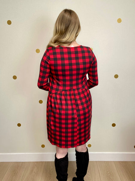 FINAL SALE Black & Red Buffalo Plaid Dress Final Sale