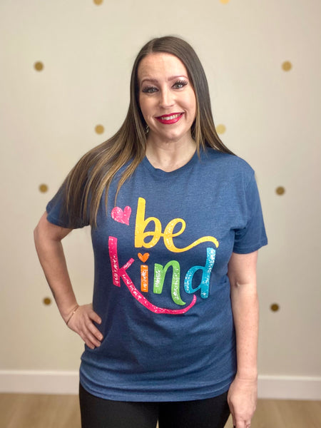 Navy Be Kind Colorful Tee