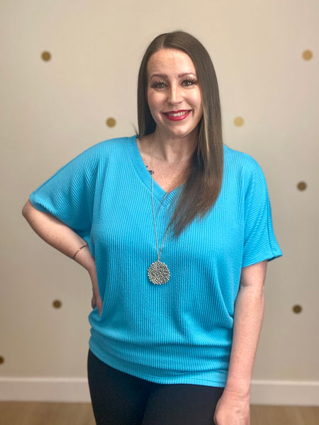 FINAL SALE Blue Textured Top