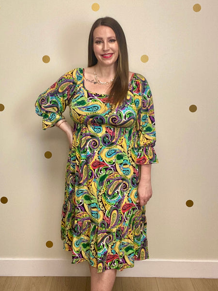 Multicolor Paisley Print Dress