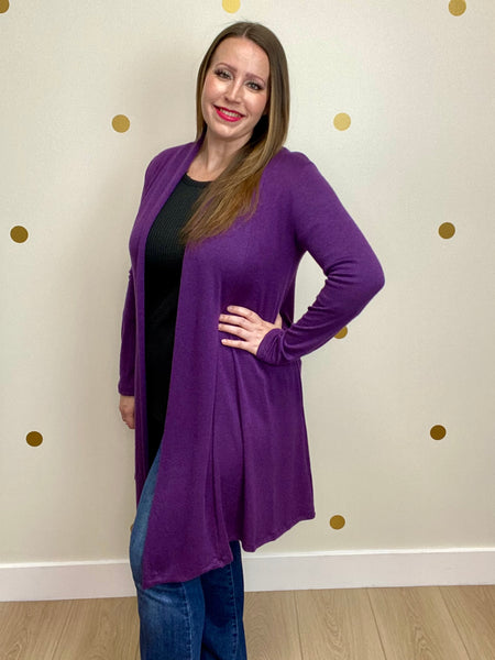Eggplant Pocket Cardigan