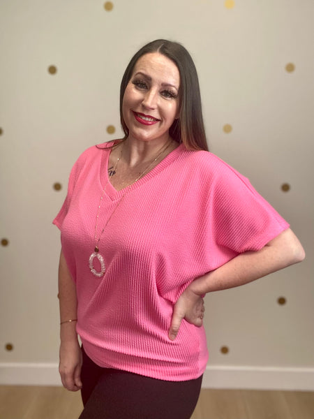 FINAL SALE Pink Textured Top