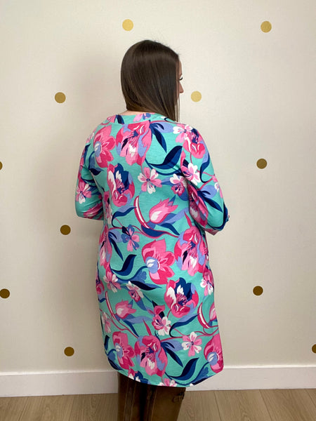 FINAL SALE Mint & Fuchsia Floral Dress