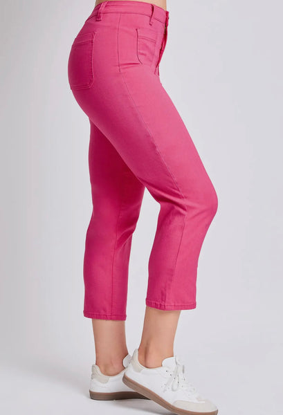 FINAL SALE Pink Hyperstretch High Rise Crop Pant
