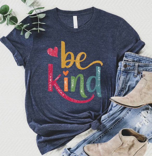 Navy Be Kind Colorful Tee