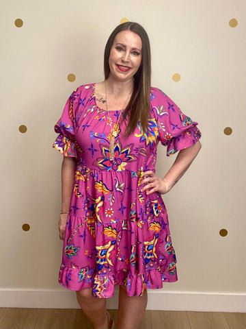 FINAL SALE Umgee Magenta Floral Dress