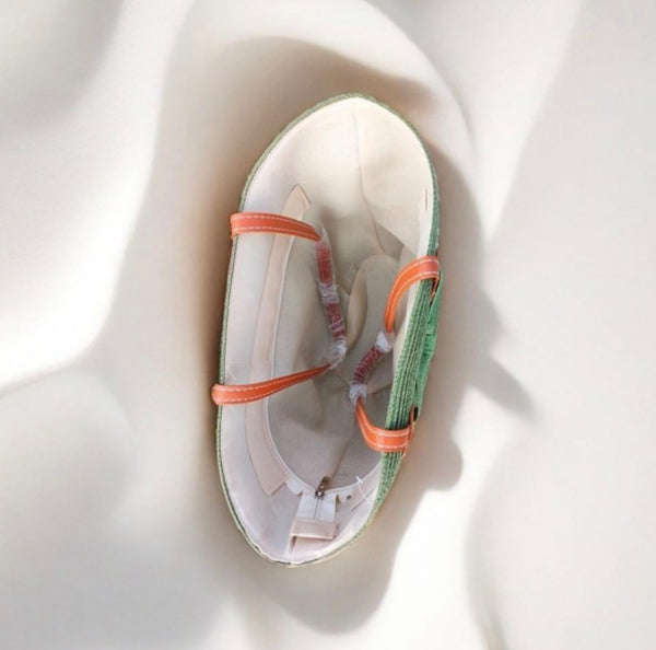 Orange Straw Bow Tote Bag