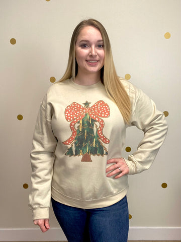 FINAL SALE Polka Dot Bow Christmas Tree Sweatshirt