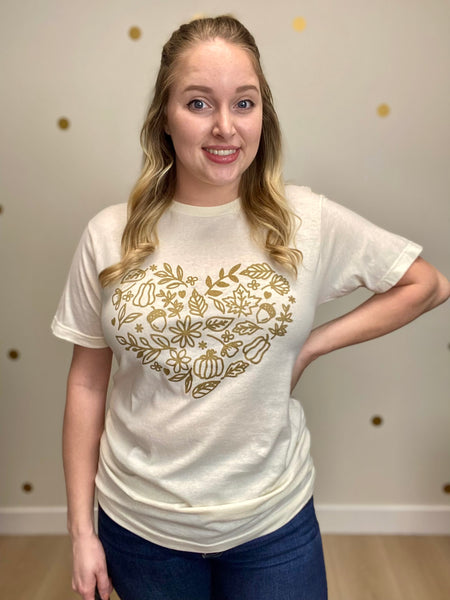 FINAL SALE Cream Fall Heart Tee