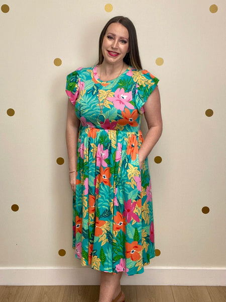 FINAL SALE Mint Floral Pocket Dress