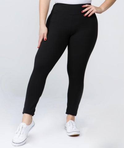 Black 3 Inch Curvy Peach Skin Leggings