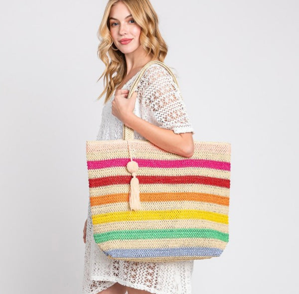 Multicolor Striped Tote Bag