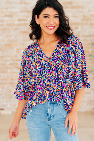 Painted Royal Multi Peplum Top - Online Only!