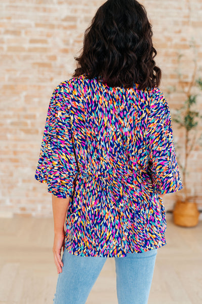 Painted Royal Multi Peplum Top - Online Only!
