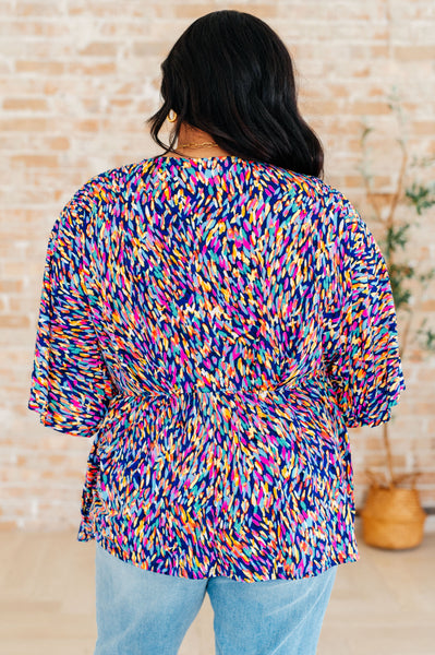 Painted Royal Multi Peplum Top - Online Only!