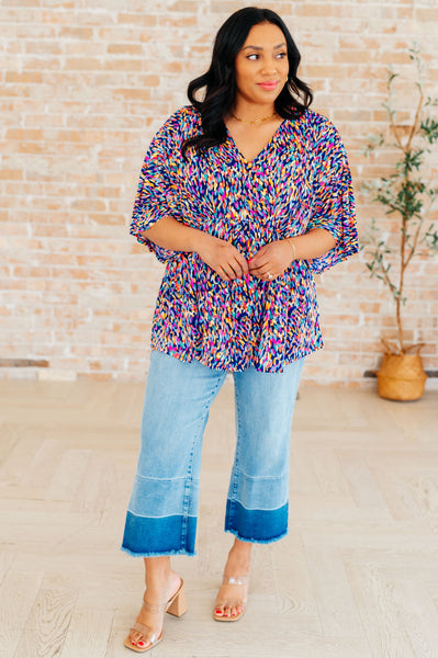 Painted Royal Multi Peplum Top - Online Only!