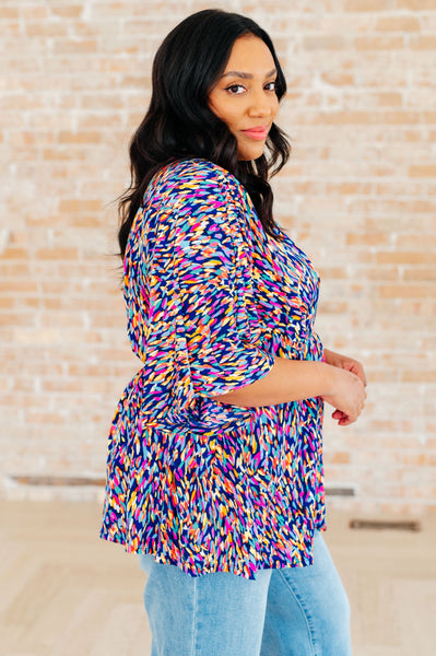 Painted Royal Multi Peplum Top - Online Only!