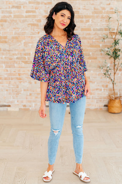 Painted Royal Multi Peplum Top - Online Only!