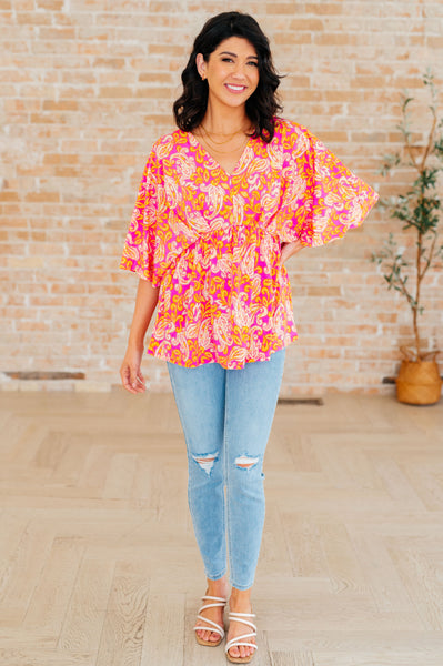 Pink Filigree Peplum Top - Online Only!