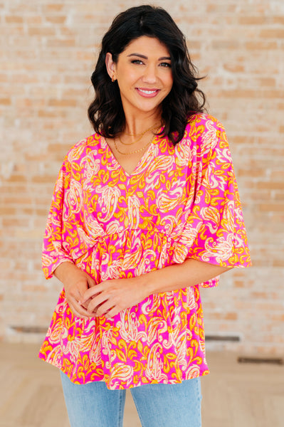 Pink Filigree Peplum Top - Online Only!